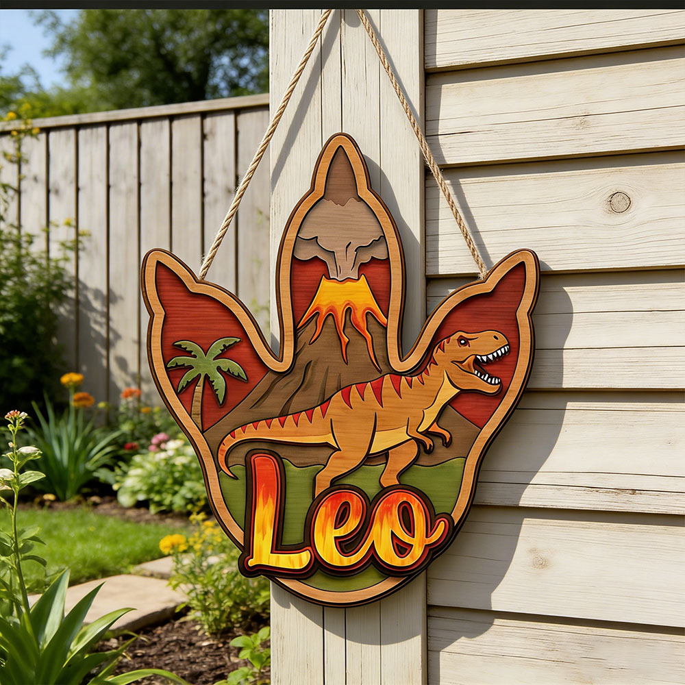 Art Craft Party - Personalized 3D T-Rex Dinosaur Name Wooden