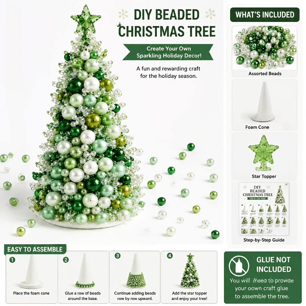 Art Craft Kids - DIY Beaded Christmas Tree Kit, Handmade