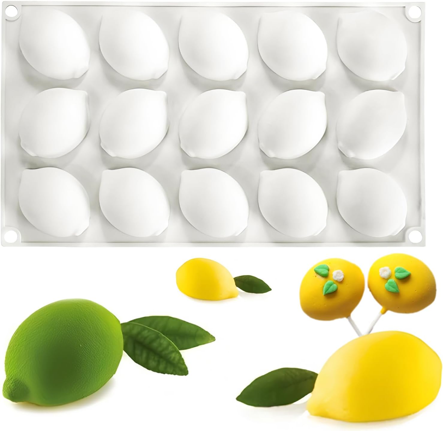 Art Craft Ice Cream - 15-Cavity Silicone Lemon Mold Fruit Shape
