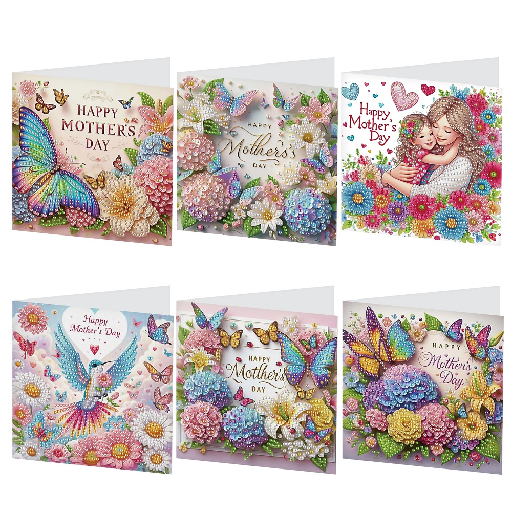 Art Craft Kit - 6Pcs Diamond Art Painting Greeting Cards