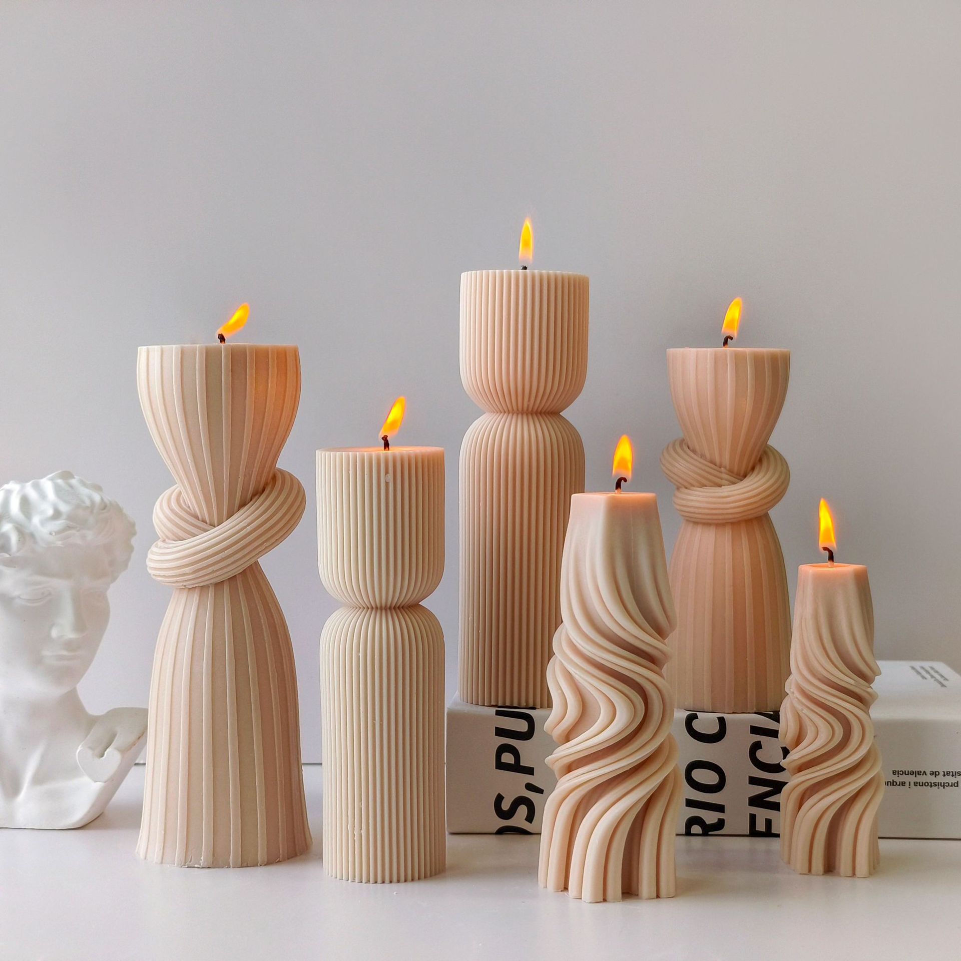 Striped Cylinder Aroma Candle  - Soy Candle Fragrance Oil 评论和价格
