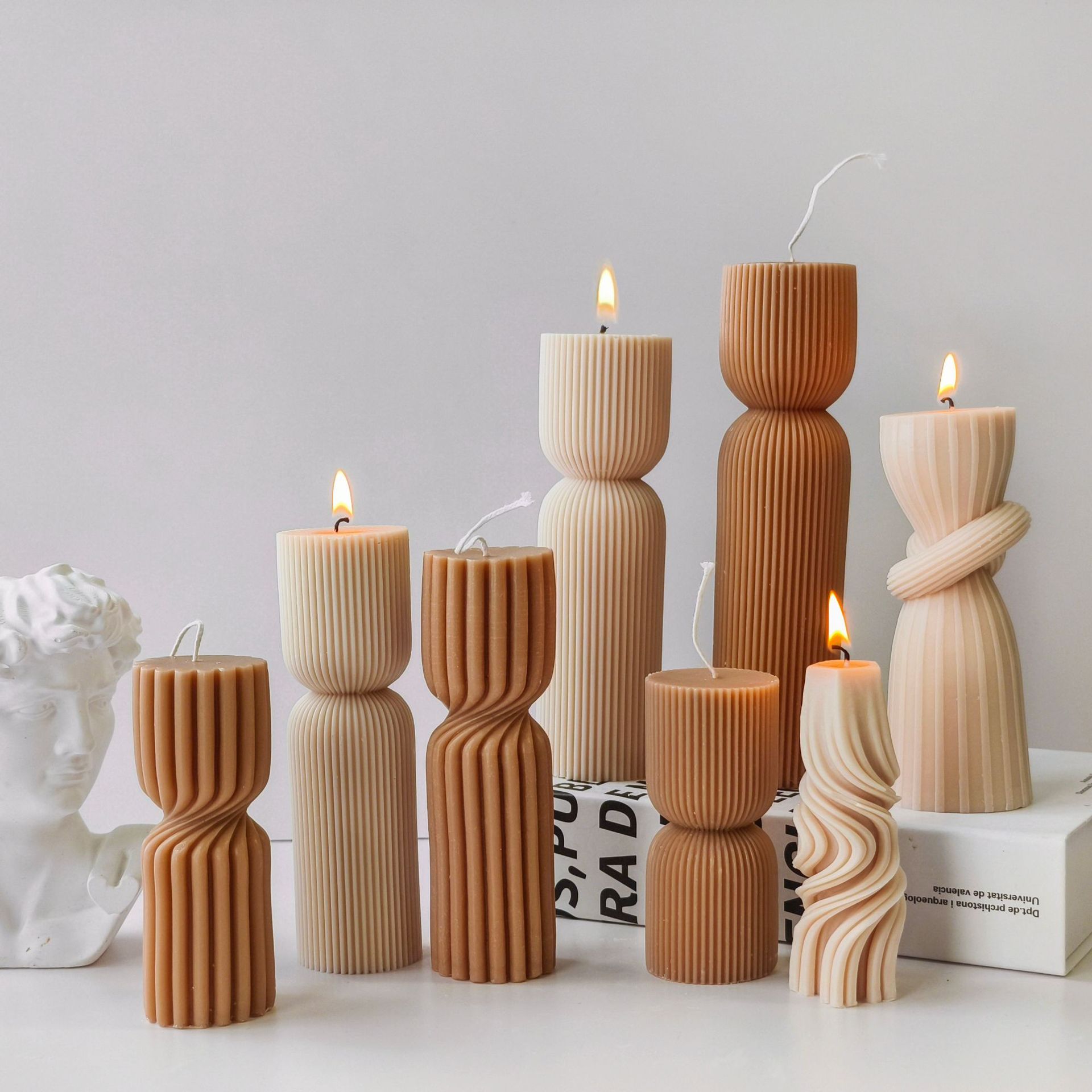 Striped Cylinder Aroma Candle  - Soy Candle Fragrance Oil 评论和价格