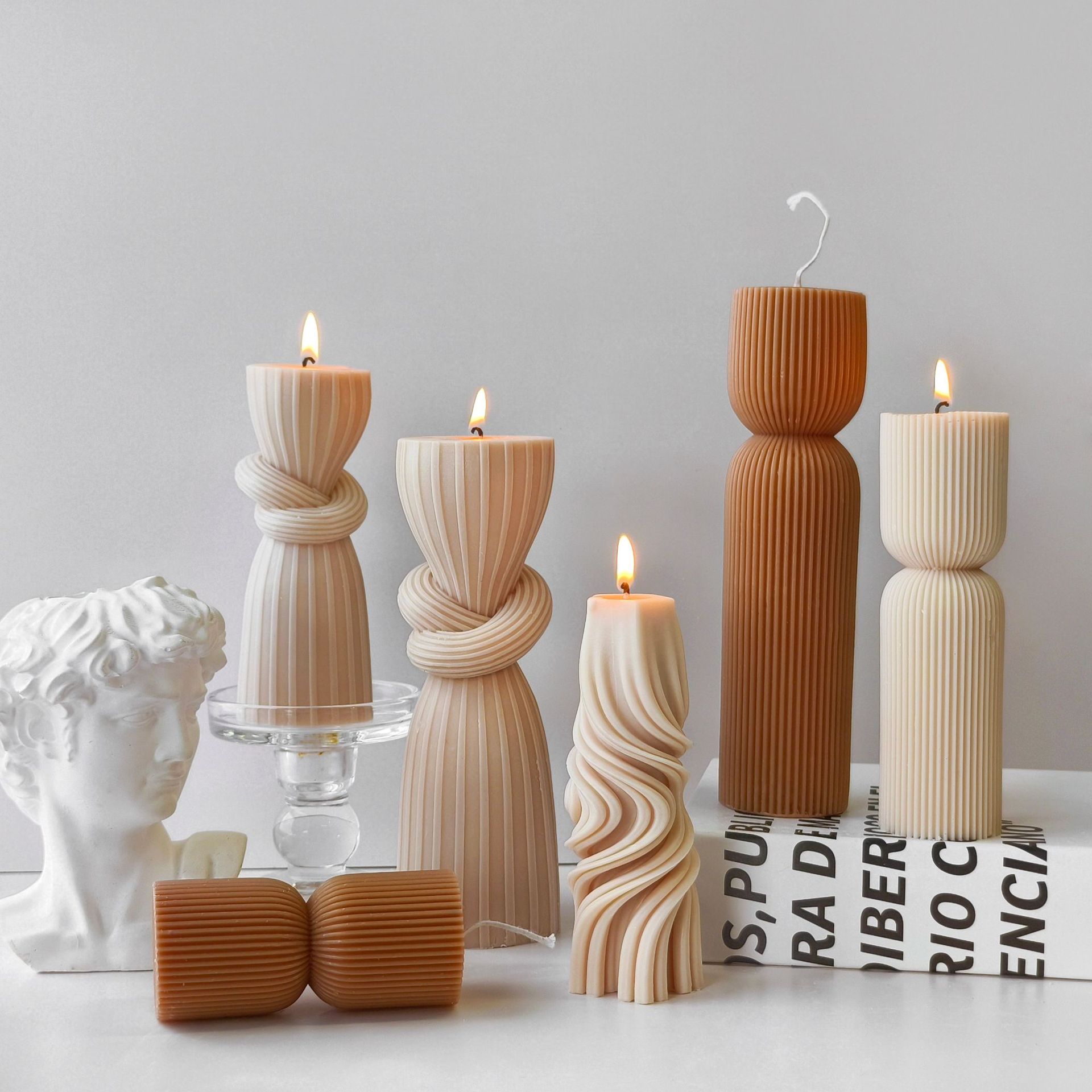 Striped Cylinder Aroma Candle  - Soy Candle Fragrance Oil 评论和价格