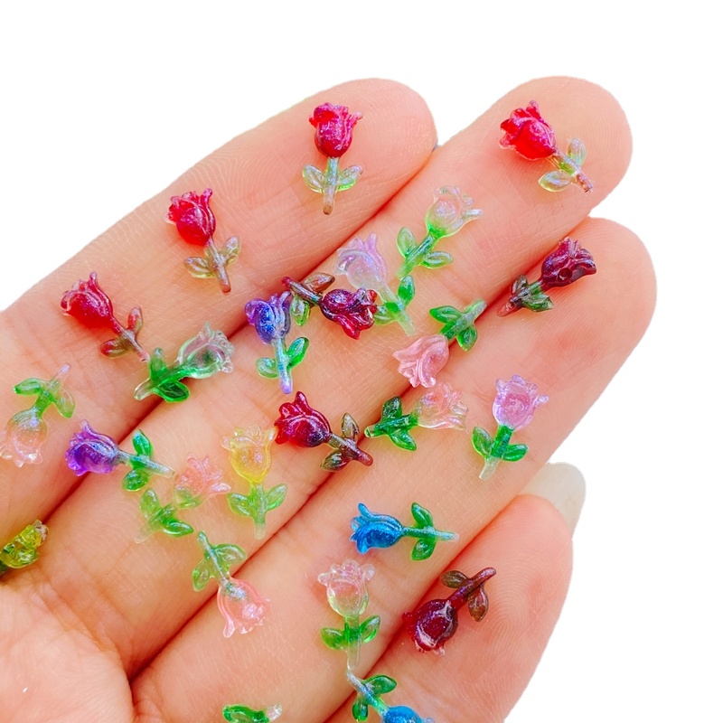 100pcs Resin Glitter Mini Cute - Art Craft Rose 评论和价格