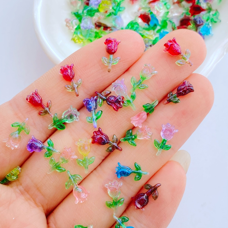 100pcs Resin Glitter Mini Cute - Art Craft Rose 评论和价格