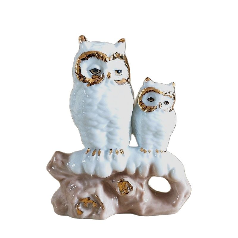 Gilt Porcelain Mother Owl Figu - Art Craft Mother'S Day 评论和价格