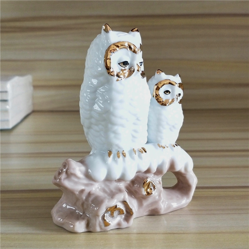 Gilt Porcelain Mother Owl Figu - Art Craft Mother'S Day 评论和价格