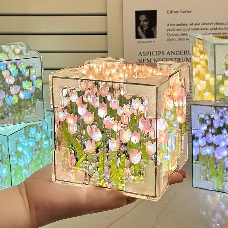 DIY Tulip Mirror Cube Lamp Sim - Light Art And Craft 评论和价格