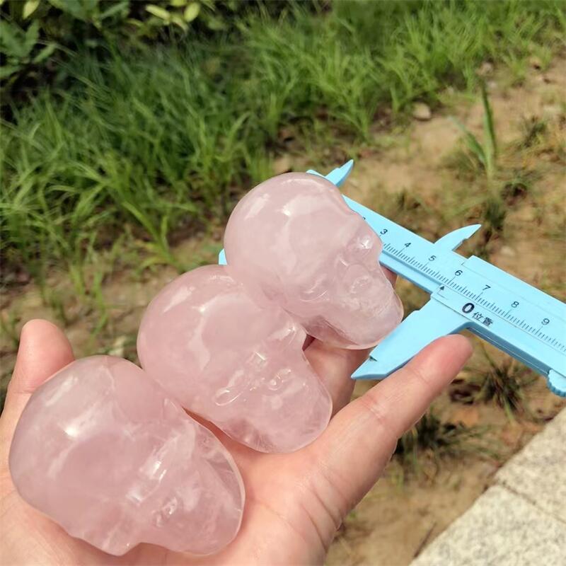 Natural Rose Quartz Skull Carv - Art Craft Rose 评论和价格