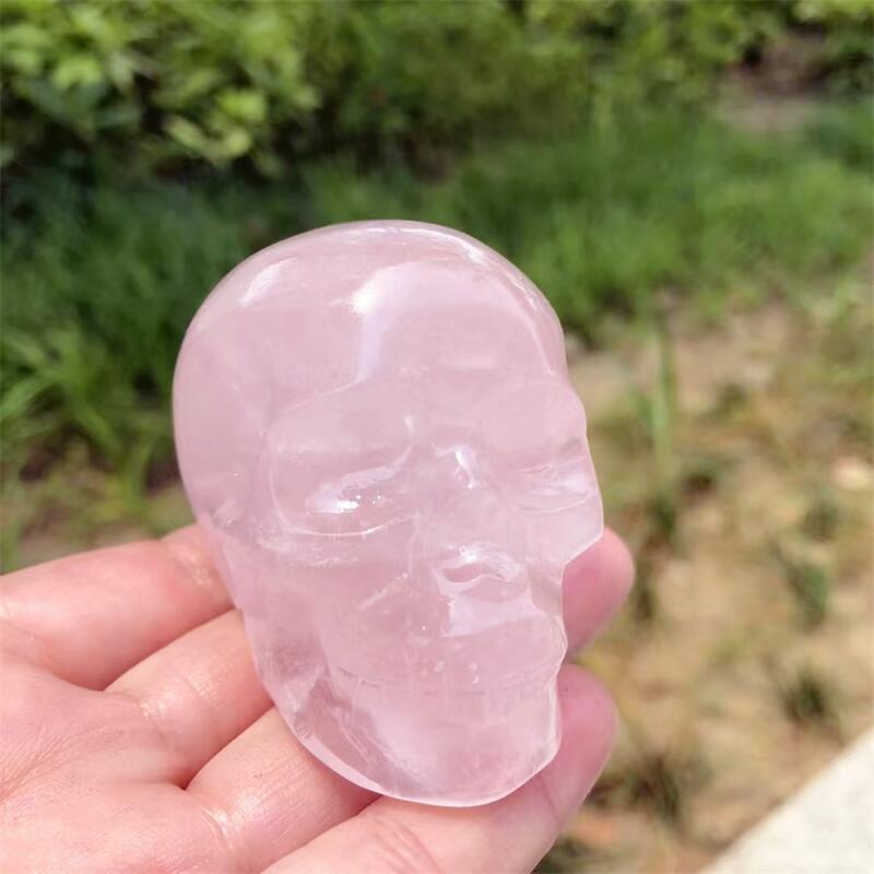 Natural Rose Quartz Skull Carv - Art Craft Rose 评论和价格