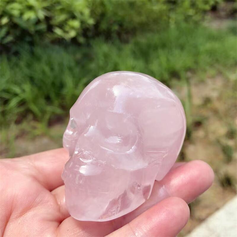Natural Rose Quartz Skull Carv - Art Craft Rose 评论和价格