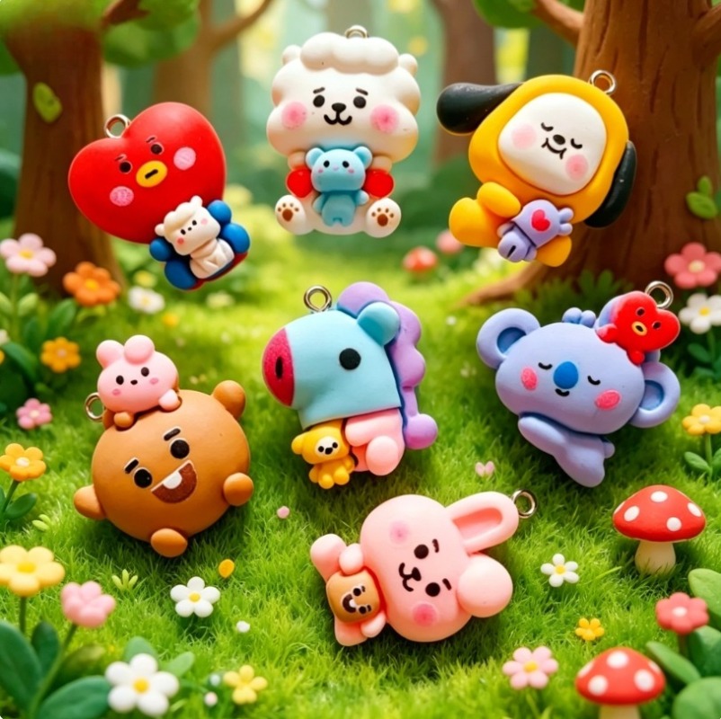 7pcs BT21 Resin Cartoon Charm  - Art Craft Materials 评论和价格