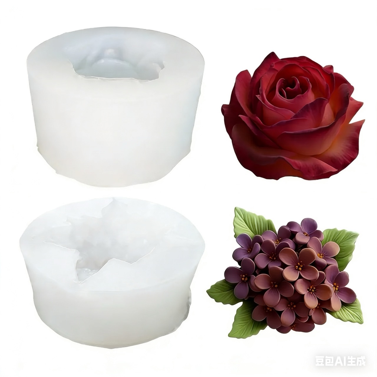 2-Piece 3D Rose and Lilac Sili - Art Craft Rose 评论和价格