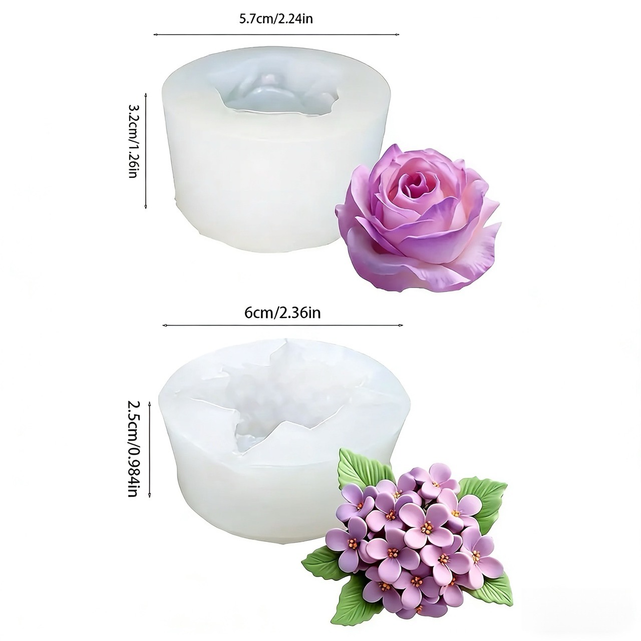 2-Piece 3D Rose and Lilac Sili - Art Craft Rose 评论和价格
