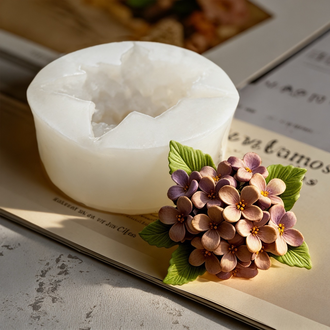 2-Piece 3D Rose and Lilac Sili - Art Craft Rose 评论和价格