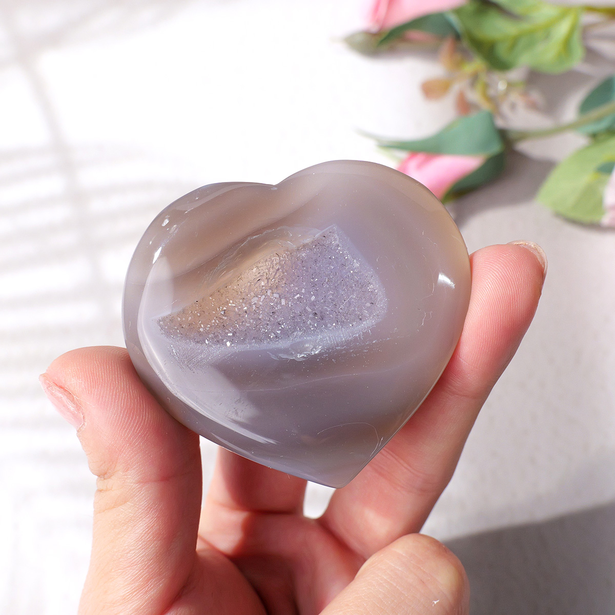 1PC Natural Agate Love Heart S - Art Craft Mother'S Day 评论和价格